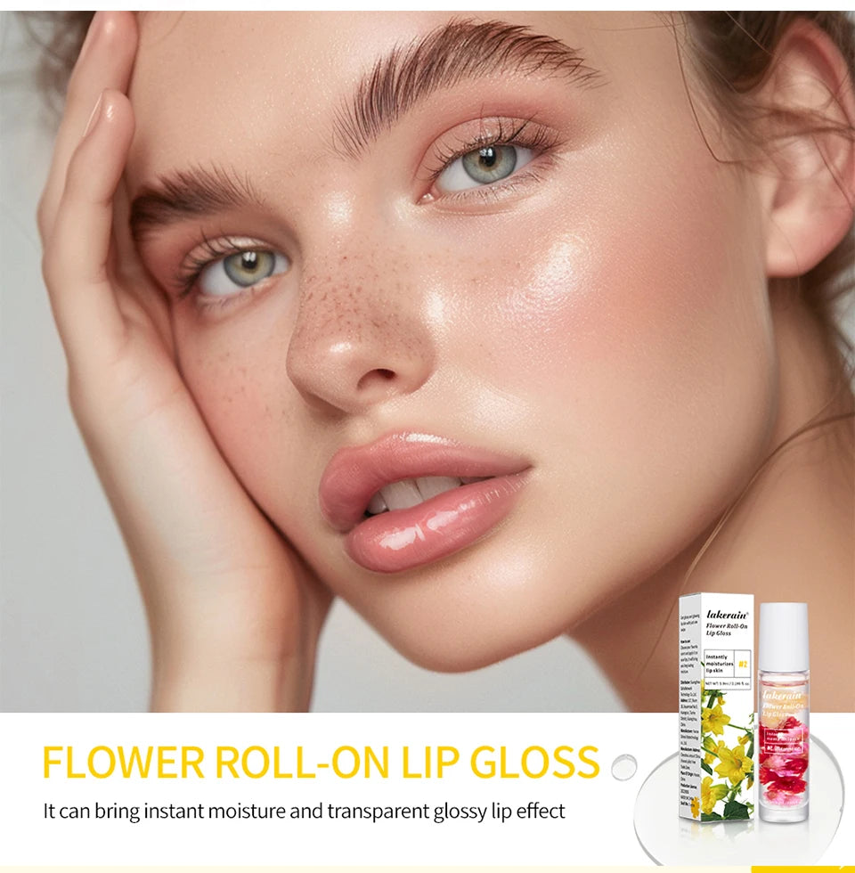 Lip Oil Gloss Blossom Scented Roll on Lip Gloss Infused with Real Flowers Mango Watermelon Strawberry
