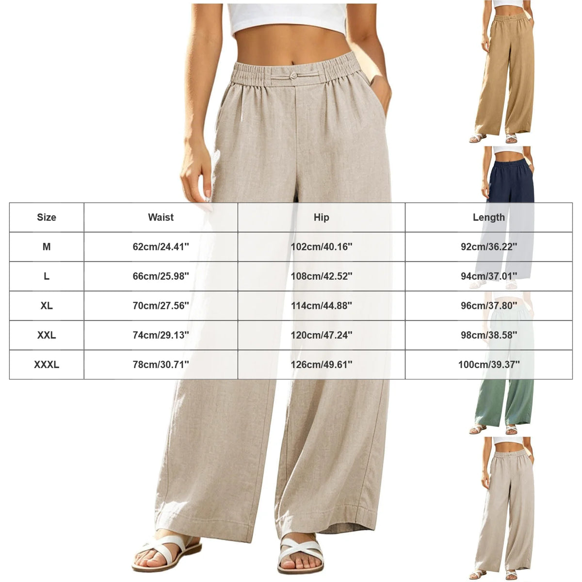 Women's High-Waist Wide-Leg Palazzo Pants - Casual Flowy Beach Trousers