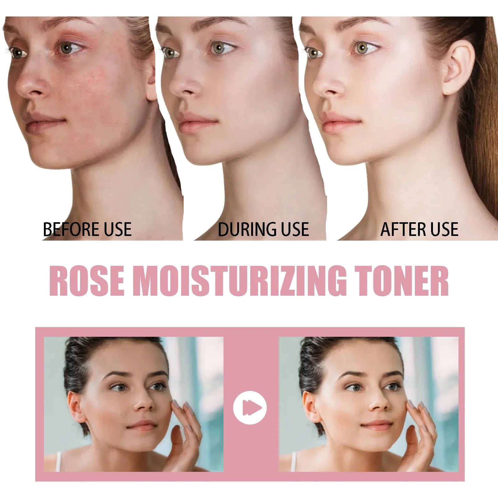 Rose Water Facial Spray Moisturizing Toner for Dry Skin Pore Minimization Bridal Skin Care Pre-Wedding Prep Facial Mist