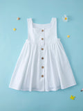 Summer Girls' Dress European and American New Solid Color Pleated Dress Sleeveless Cotton Children's Princess Dress