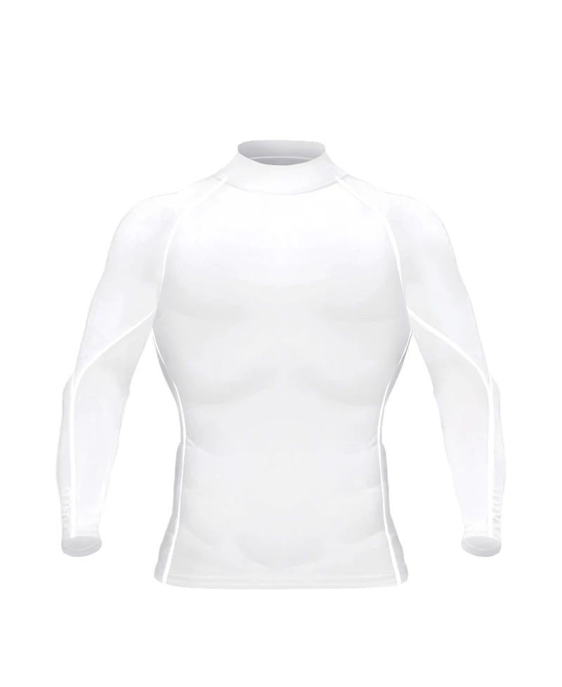 Turtleneck Gym Compression Long Sleeve Workout Shirt Men Bodybuilding Tight Running Sportwear Fitness Mens Sports Shirt