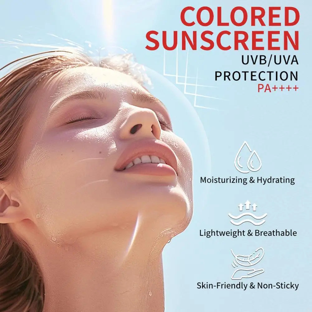 Colored Sunscreen UVB/UVA Protection Broad Spectrum SPF 50 Hydrating Lightweight Breathable Gentle Skin-Friendly Isolation Cream