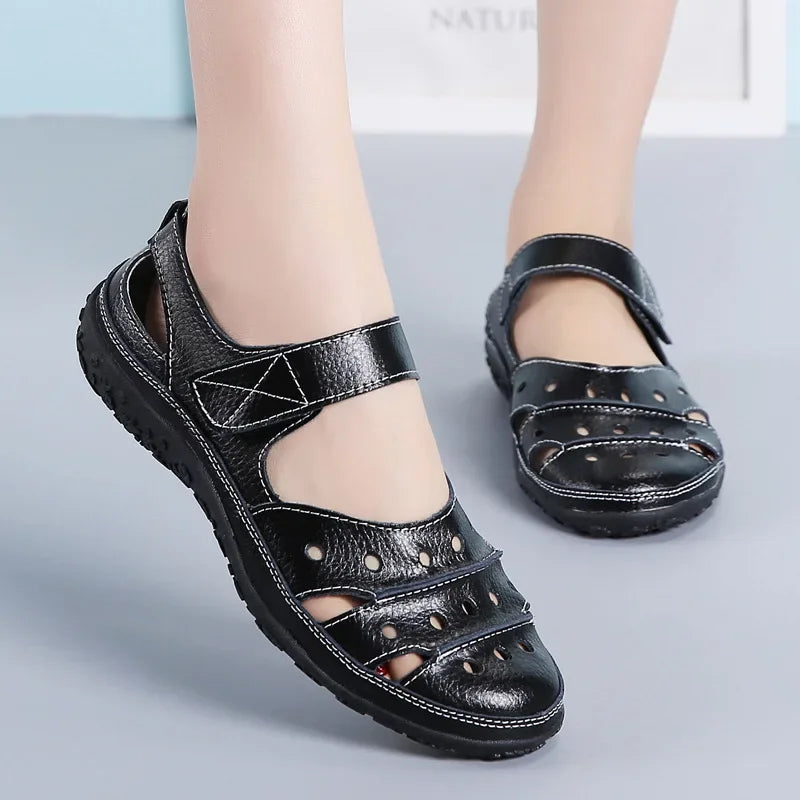 Women Sandals New Spring Summer Flat Hollow Out Ladies Shoes Buckle Solid Color Women's Sandals Beach Shoes Tailor-made Suits