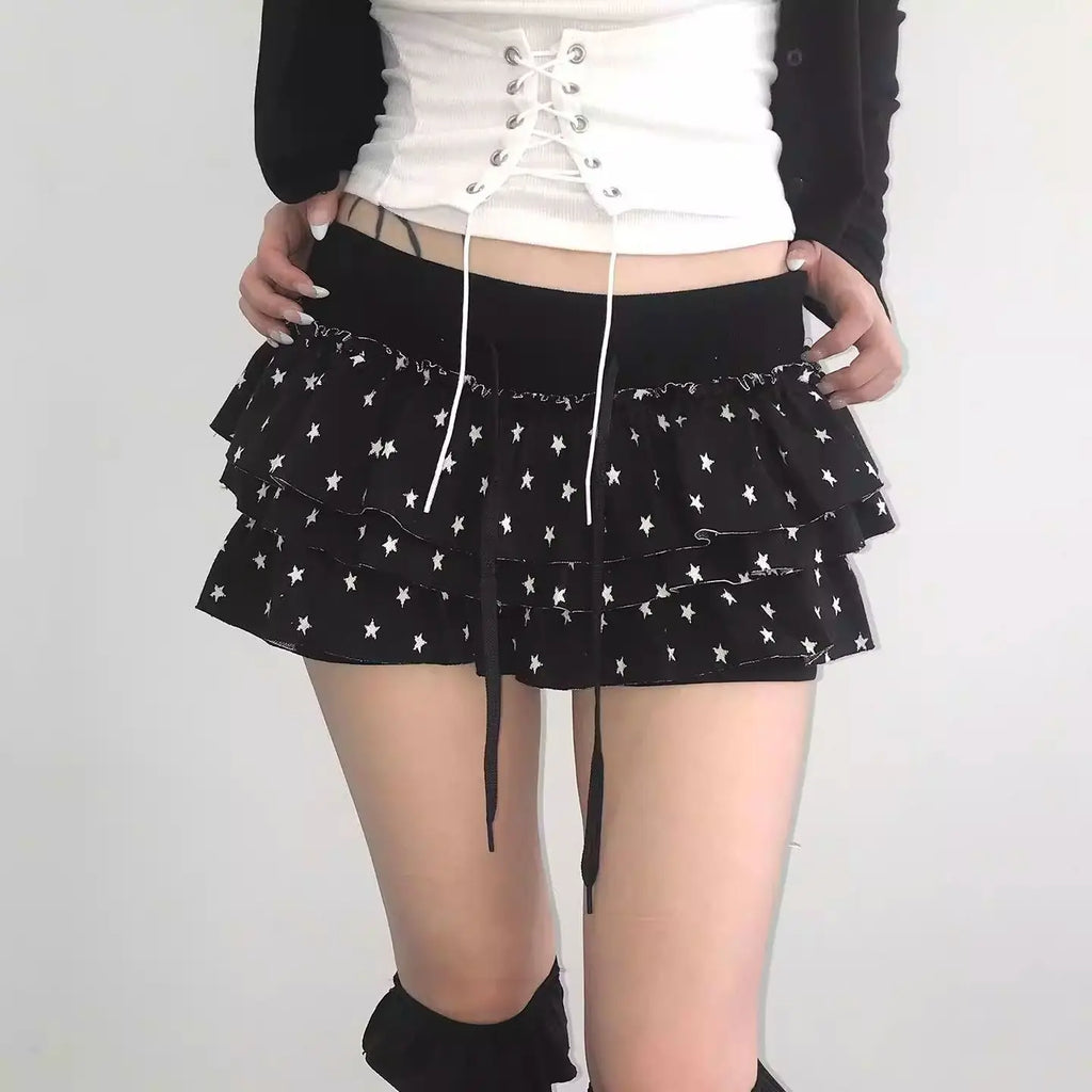 Japanese Y2k Cute Ruffled Plaid Skirt Punk Rock Subculture Cake Skirts Japanese Preppy Style Casual New Women Skirts Lolita Lace