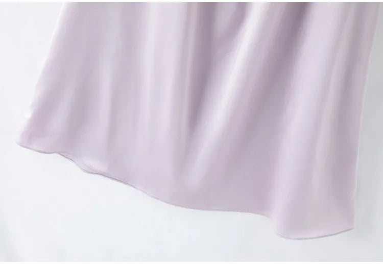 Women's Spring/Summer New 92% Natural Mulberry Silk Elastic Satin Solid Loose Sweet Wind Long Sleeve Home Clothes Nightdress