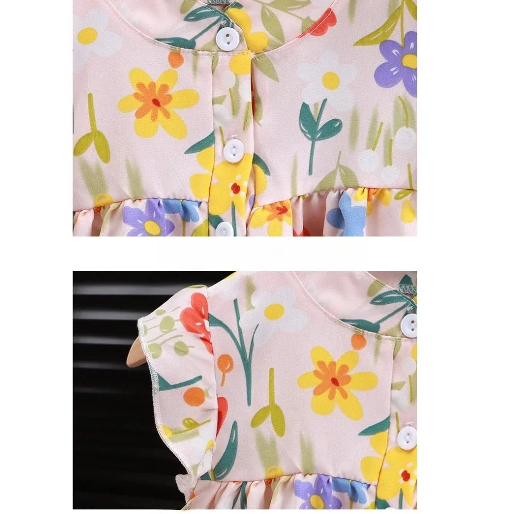 New Floral Girls' Floral Dress Soft Breathable Beach Skirt Performance Costumes Girls