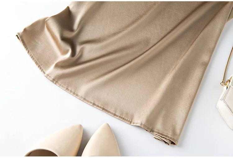 Heavy Silk Women's Sleeveless Top T-shirt Autumn Silk Top Silk Satin Bottom Top Solid Color T-shirts Satin Shirts for Women