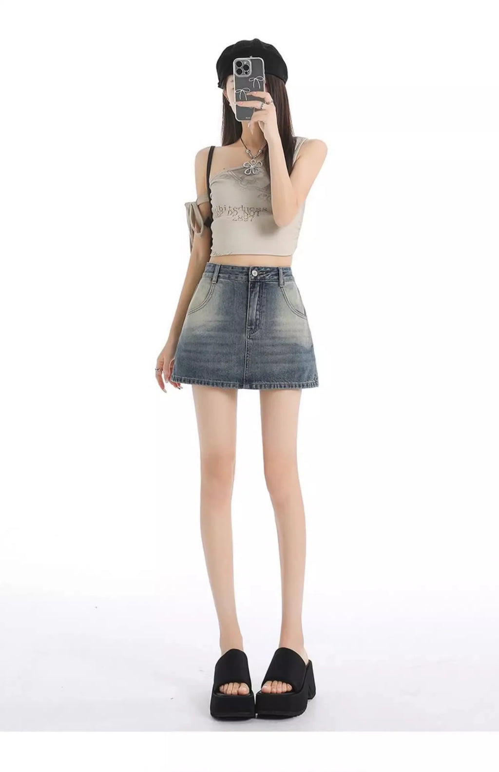 Retro American Washed Slim Fit Denim  Skirt Women Summer Hot Girl High Waist Bodycon Anti Exposure a Line Half Body Skirt