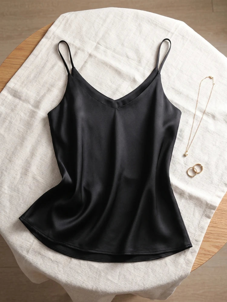 AOSSVIAO 2026 Summer Spaghetti Strap Women Tank Top Halter V Neck Basic White Cami Sleeveless Satin Silk Tops Women'S  Camisole