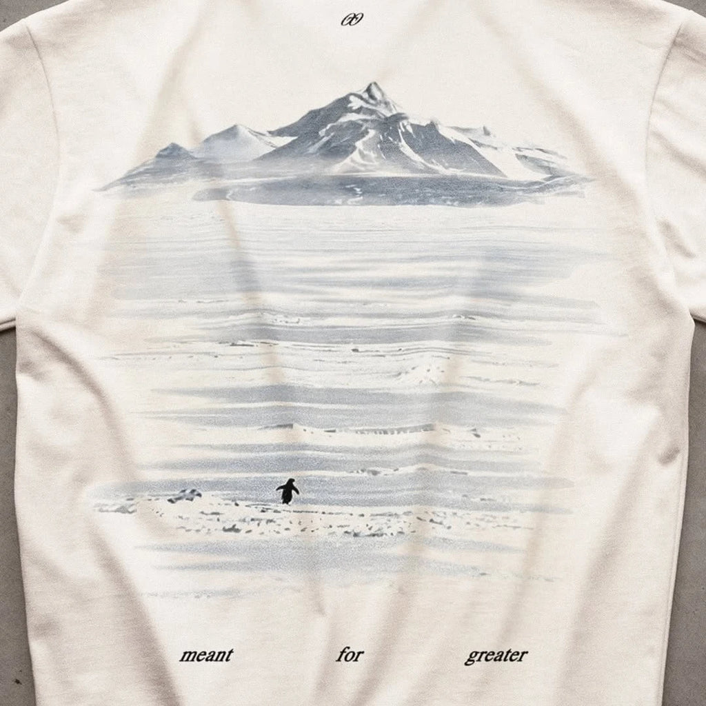 Y2K Men's T-shirt Fashion Broketale Snow Mountain Penguin Print Graphic Round Neck Shirt Oversized Unisex Casual Men's Clothing