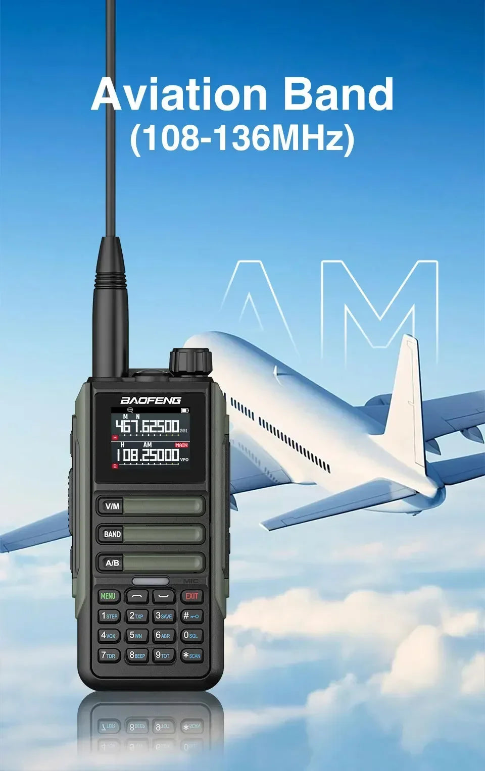2Pack Baofeng 15W 50KM Waterproof Walkie Talkie 999CH AM FM 2-Way Radio Full Band LCD Screen Frequency Copy Noise Reduce UV16M