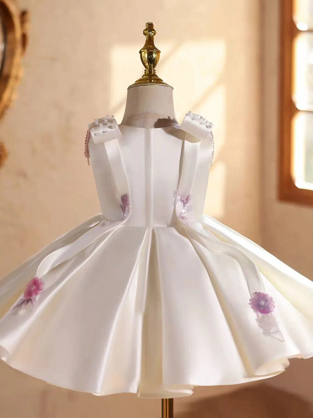 Dreamy Vow D223 Cute Flower Girl Dress Crystal Satin Princess Kids Fomal Gown for Wedding Birthday Festival Party Pageant