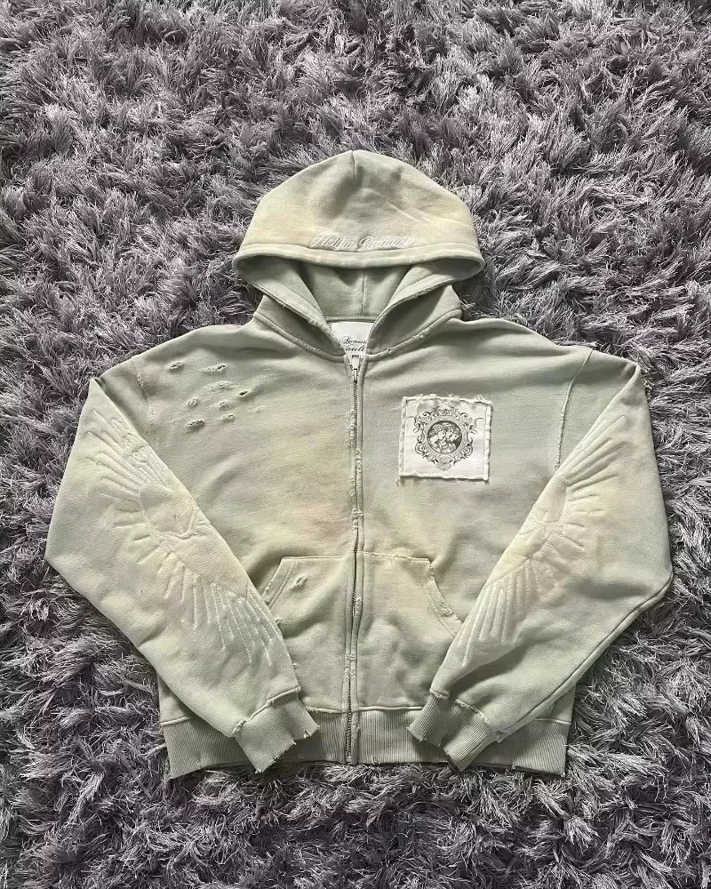 Y2K Camouflage Print Pullover Hoodie - Men's Oversized Streetwear