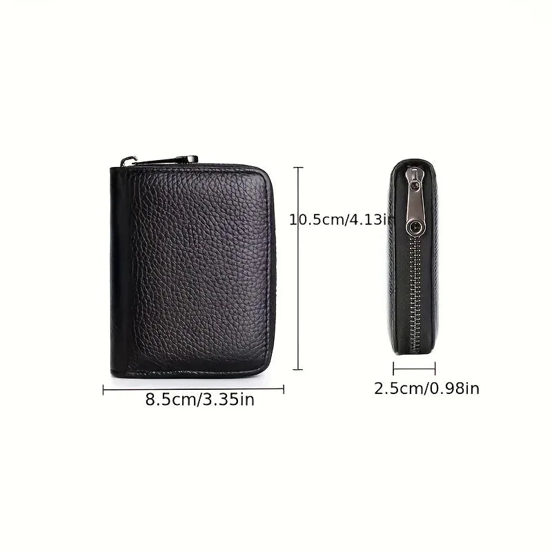 Unisex Minimalist RFID Blocking Card Holder Wallet With Zipper Coin Pocket Slim Credit Card Case For Men Women Small Purse
