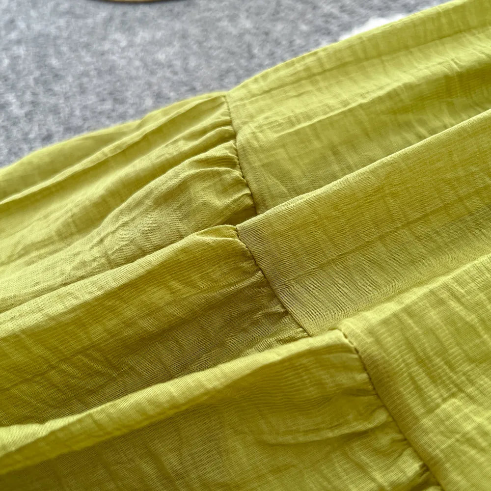 Summer French Sweet Camisole Ruffle Edge Dress for Women New Style with Straps Waist Cinching Vacation Style Dress C579