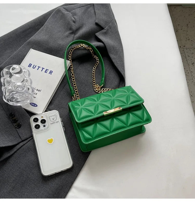 Women Quilted Chain Crossbody Bag Fashion Small Square Shoulder Purse Multi Color Casual Daily Handbag