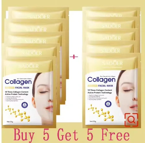 10pcs Korean Collagen Anti-Wrinkle Facial Mask - Moisturizing Anti-Aging
