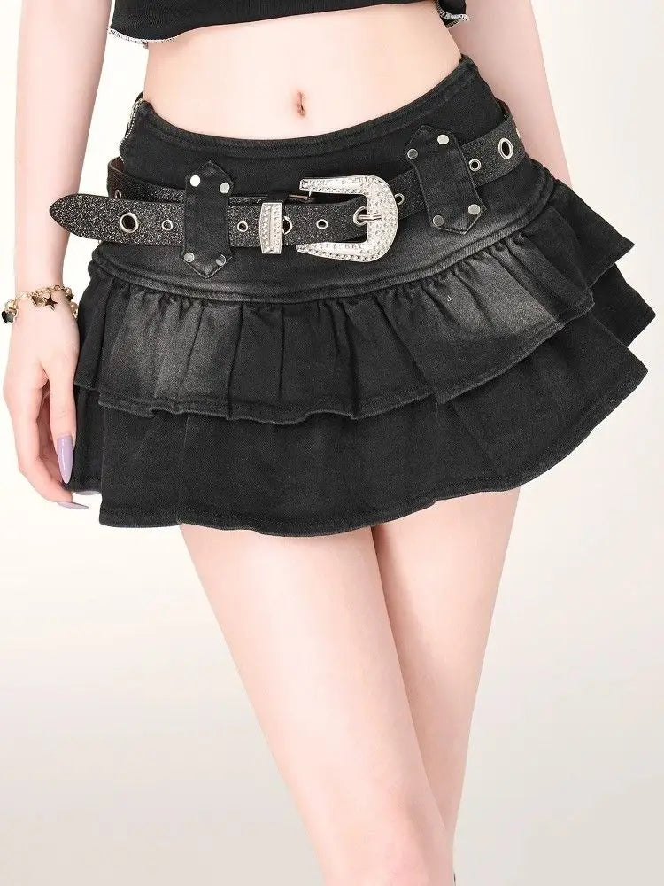 American Streetwear Sexy Summer A-line Gothic Mini Denim Skirts New Fashion Women Hot Girl Sweet Kawaii Bow Vintage Y2k Clothes