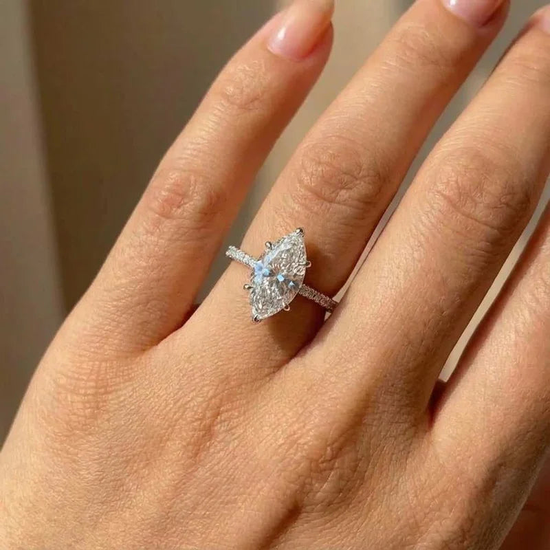 925 Sterling Silver Fashion Classic Marquise Zircon Ring For Women'S Engagement Wedding Luxury High Quality Fine Jewelry s