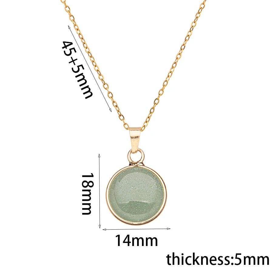 Premium Unisex Stainless Steel Adjustable Agate Pendant Necklace With Natural Crystal Gemstone