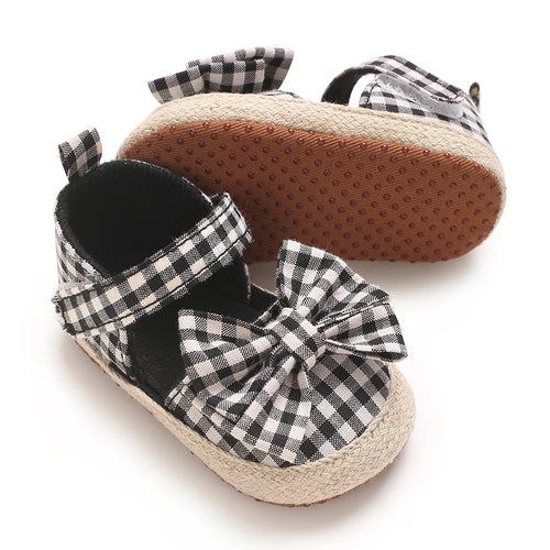 0-18 Months Girl Lattice Baby Princess Shoes Casual Anti slip Bow Four Seasons Preschool Children's Soft Sole First Walking Shoe