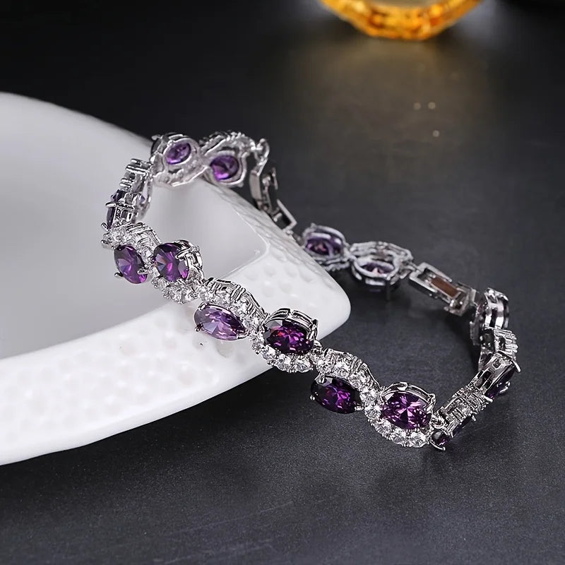 Luxury Colorful Cubic Zirconia Crystal Necklace for Women Bead Chain Elegant Clavicle Chain Wedding Party Jewelry Choker Gifts