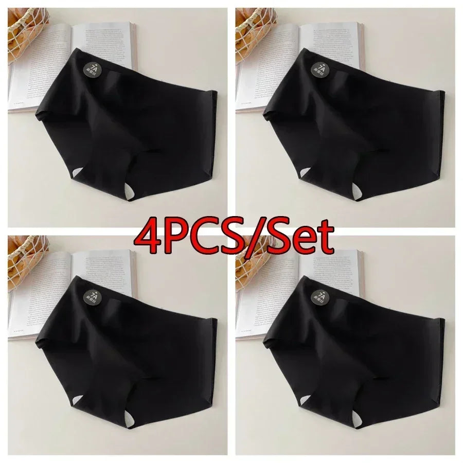 4PCS Women's Seamless Mid-Rise Briefs - Soft Nylon Panties