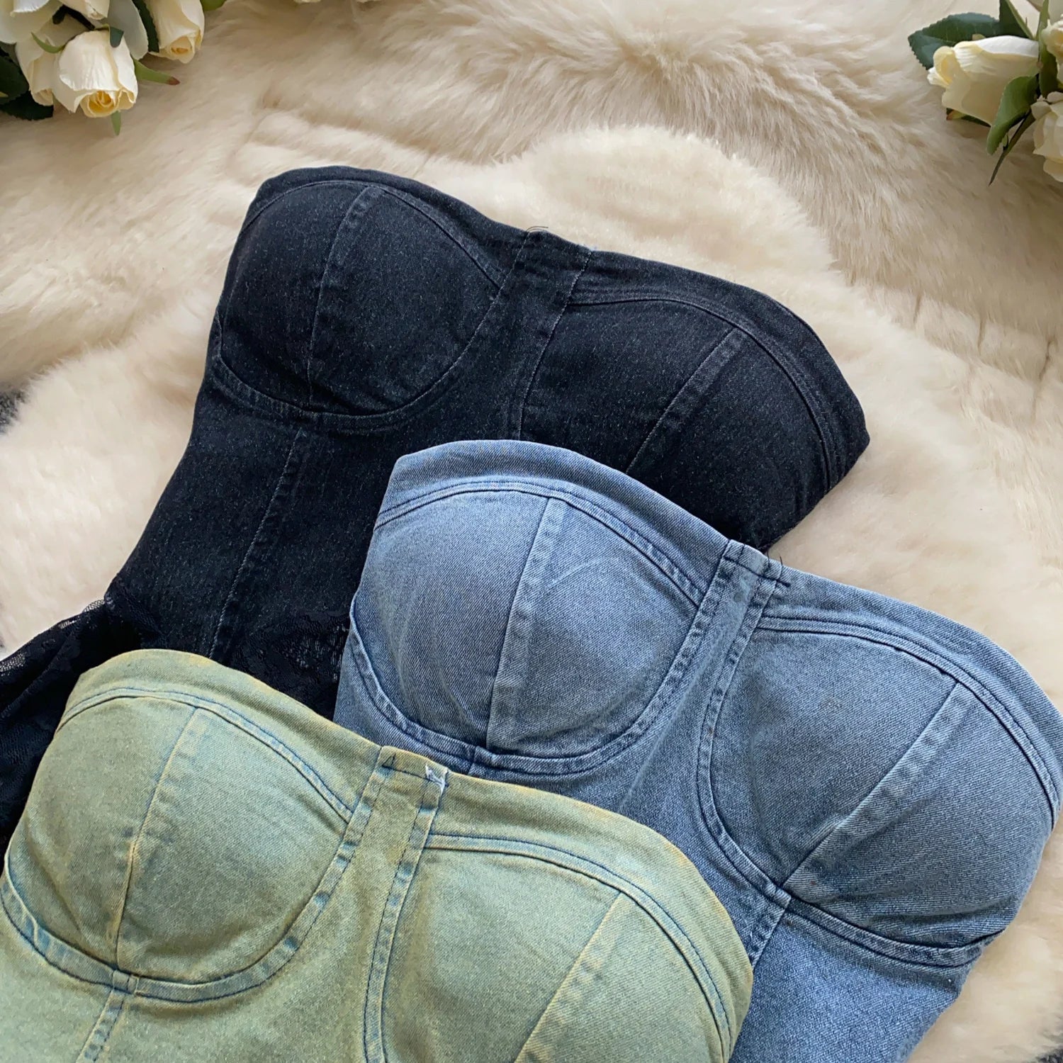 Sexy Spliced lace Chic Crop Top Korean Tanks Top Women Women Corset Bustier  women clothing