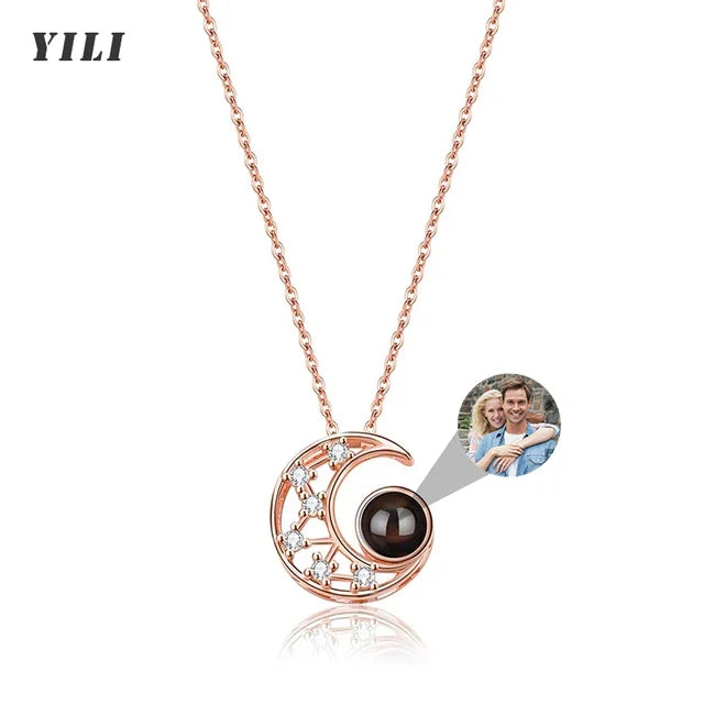 Custom Photo Projection Necklace With I Love You In 100 Languages Personalized Gift For Women