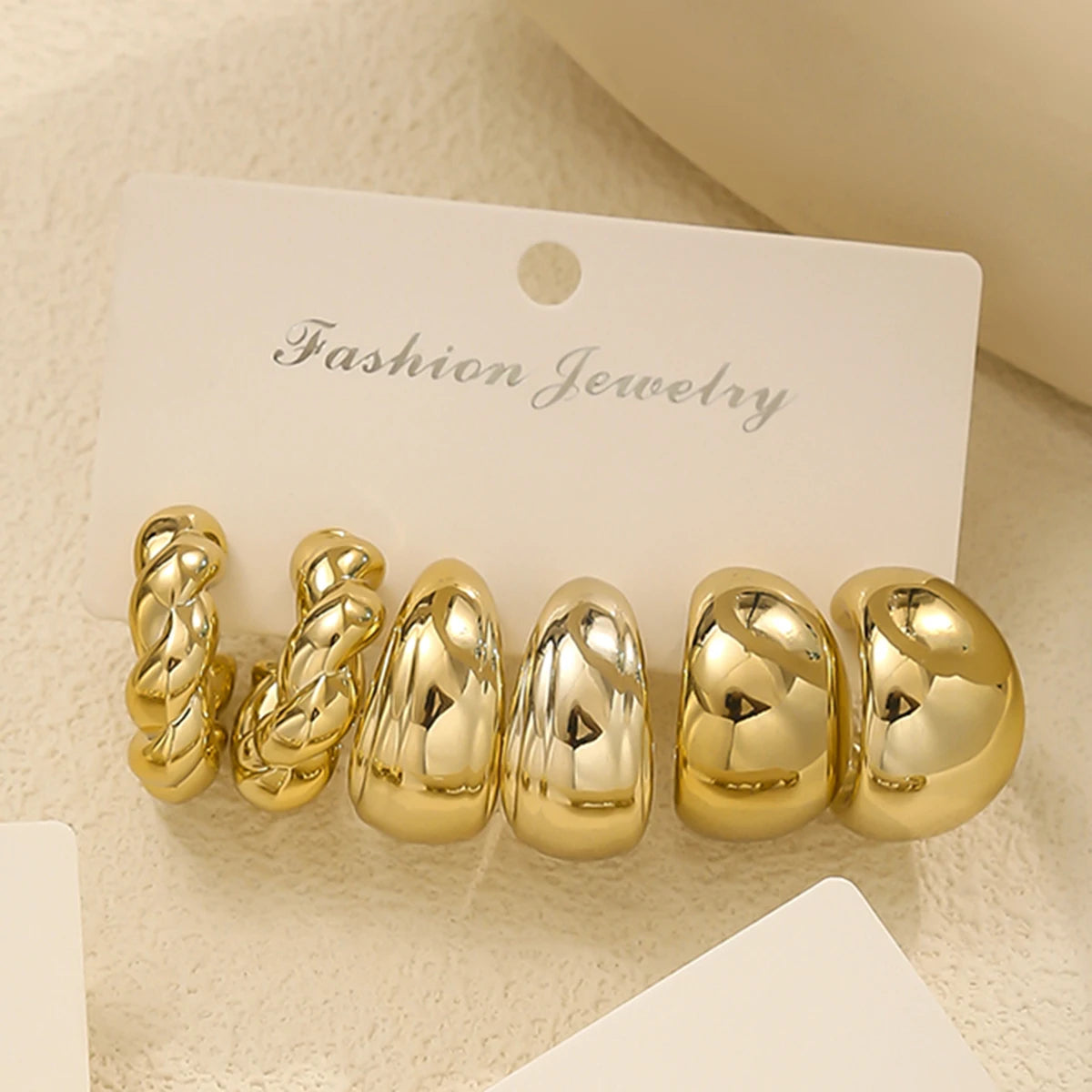 Punk Exaggerated CCB Water Drop Stud Earrings Vintage Irregular C-shaped Hoop Earring Stylish Women's Daily Party Jewelry