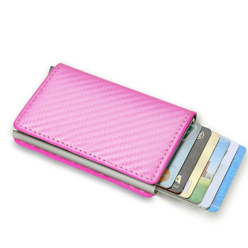 Carbon Fiber Credit Card Holder Wallets Men Brand Rfid Black Magic Trifold Leather Slim Mini Wallet Small Money Bag Male Purses
