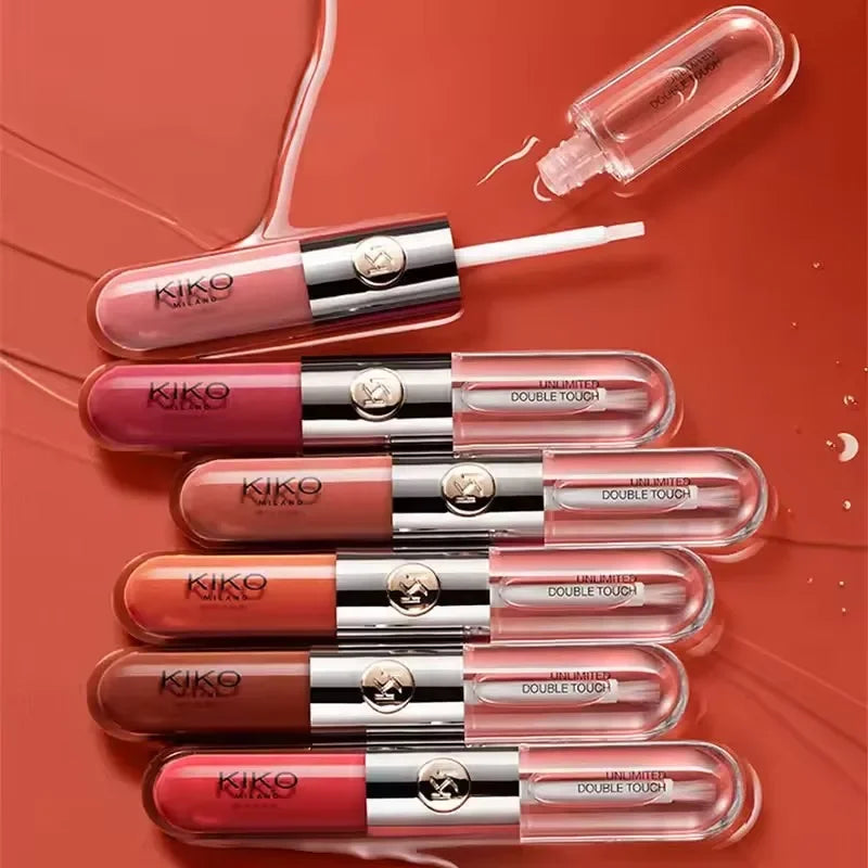 Kiko Double Headed Lipstick Transparent Mirror Non Fading Non Stick Cup Lip Gloss Milk Tea Bean Paste Naked Nature Lip Makeup
