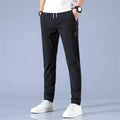 Ice Silk Men's Pants 2024 Summer New Black Gray Thin Business Casual Pants Outdoor Elastic Breathable Straight Leg Sweatpants