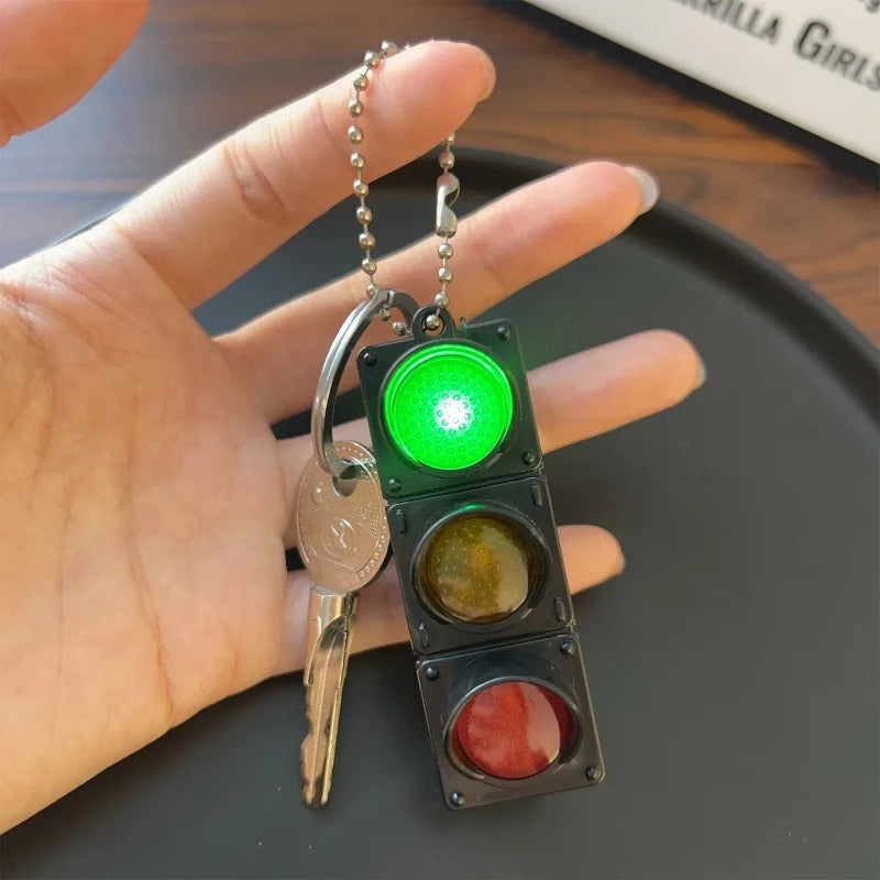 New Signal Traffic Light Keyring LED Pedestrian Safety Light Keychains Pendant Key Ring for Backpack Key Drivers Car Accessories