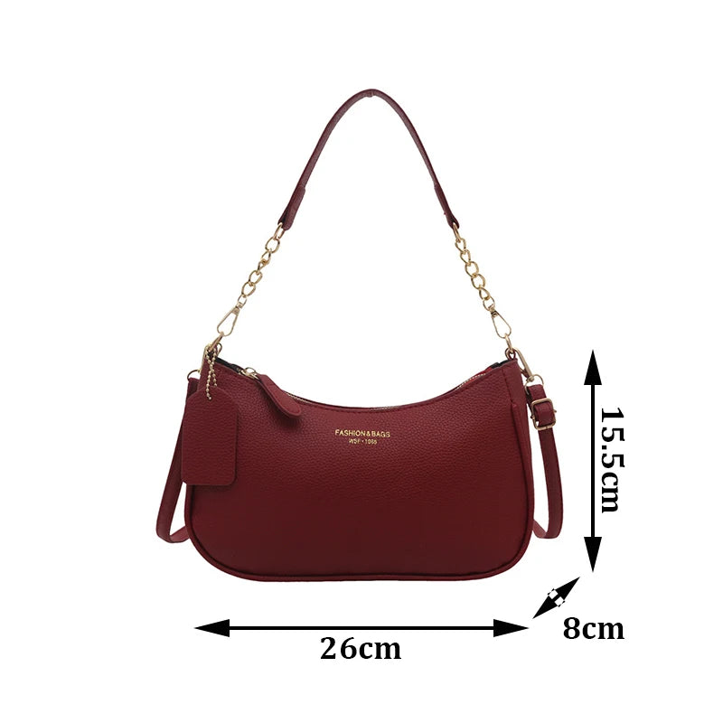 Crossbody Bag for Women Adjustable Strap Crescent Shoulder Bag PU Leather Zipper Closure Casual Handbag for Work Travel
