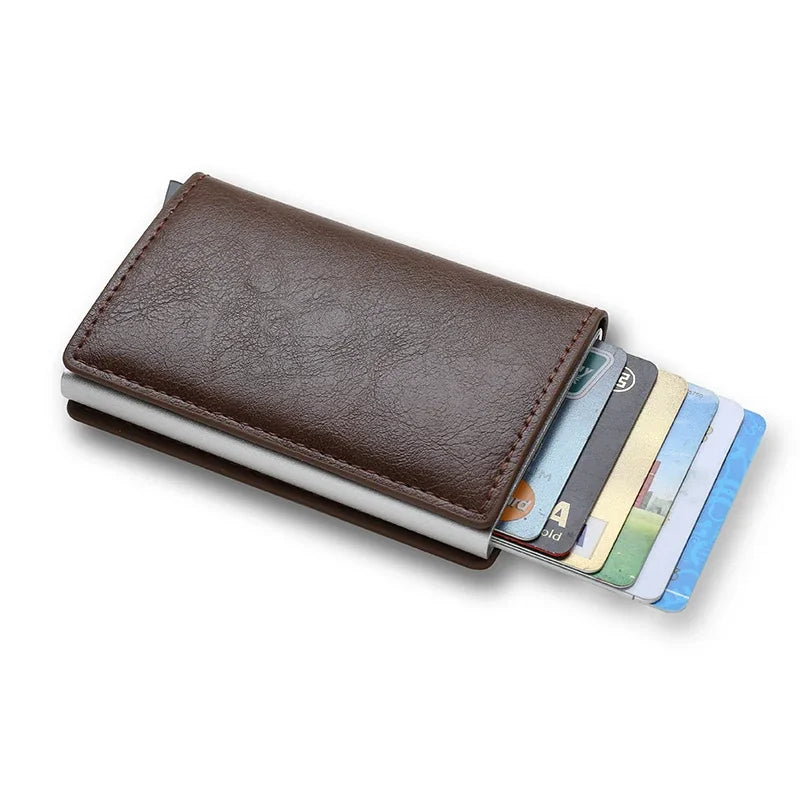Carbon Fiber Credit Card Holder Wallets Men Brand Rfid Black Magic Trifold Leather Slim Mini Wallet Small Money Bag Male Purses