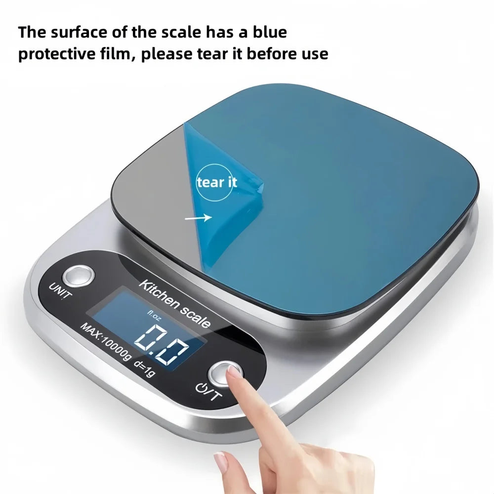 Báscula de cocina digital de 10 kg/1 g, de alta precisión, con pantalla LCD, para alimentos, joyería, café, repostería, portátil, herramientas de cocina de alta calidad