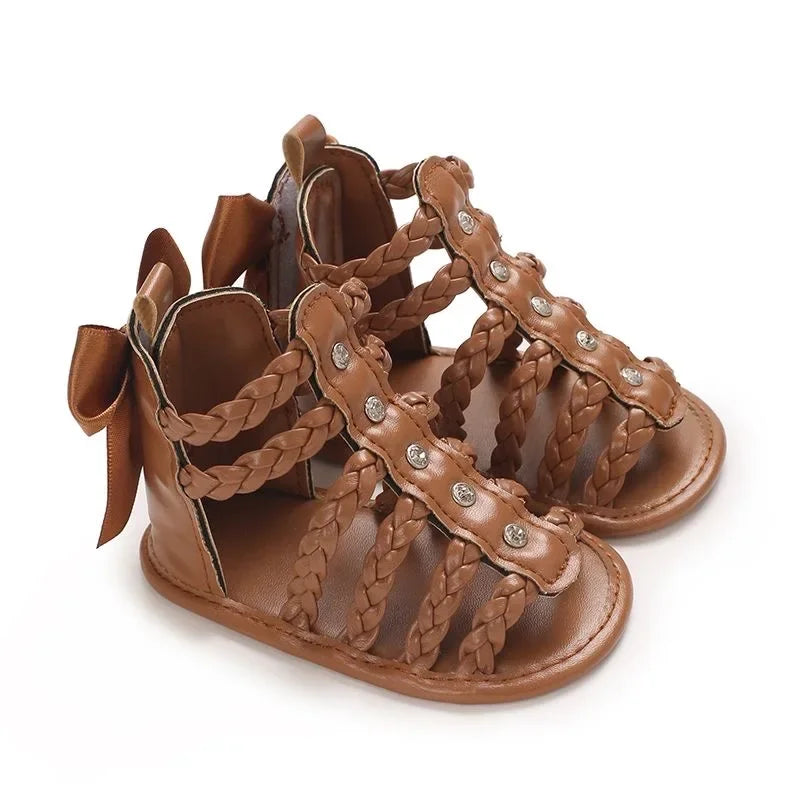 Spring and Summer High-Top Breathable Sandals for Baby Girls 0-12 Months Soft-Soled Toddler Shoes