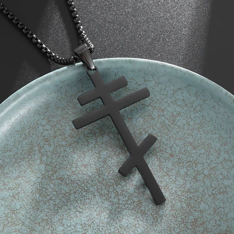Jesus Christ Cross Mens Necklace Gold Color Cross Religious Pendant Necklace Accessory Chain Accessories