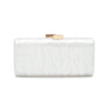 CR Women Elegant Marbled Acrylic Clutch Minimalist Simple Design Magnetic Closure Square Hard Case Box Evening Bag Bride Purse