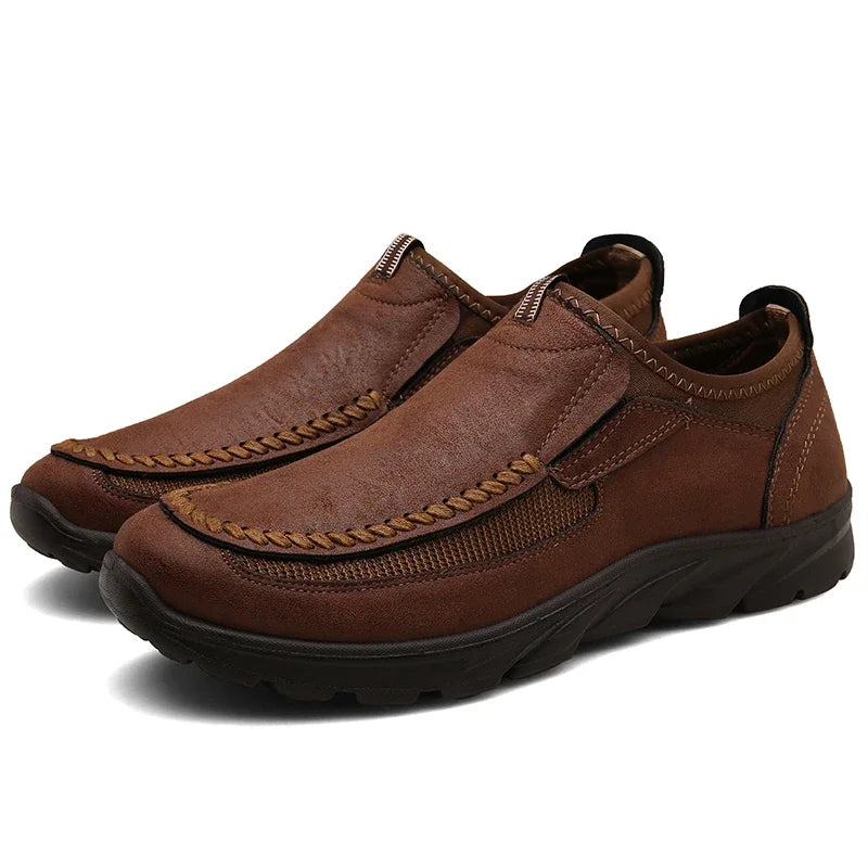 PUAMSS Men's Slip-On Loafers | Breathable Leather Casual Shoes