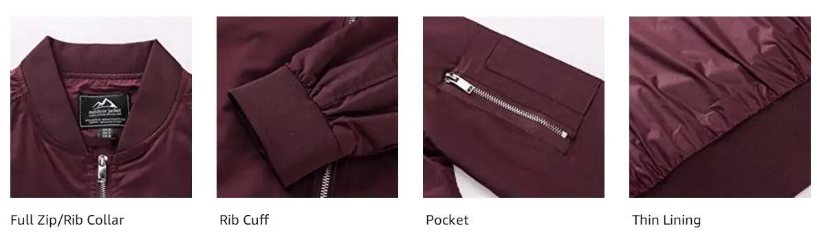 TACVASEN Spring Fall Thin Bomber Jackets Mens Jacket Lightweight Casual Windbreaker Zip Pockets Coats Biker Outwear Outdoor Male