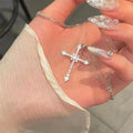 Fashion Cross Pendants Silver Color Clavicle Chain Choker Jesus Cross Pendant Necklace Jewelry For Men/Women'S