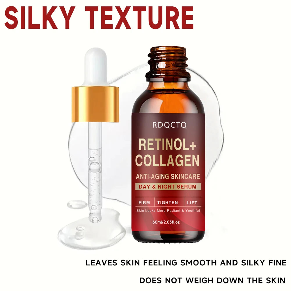 Retinol Collagen Anti-Aging Day Night Serum - Firming Lifting Facial Essence for Youthful Radiance Skin Care Formula with Hydrat