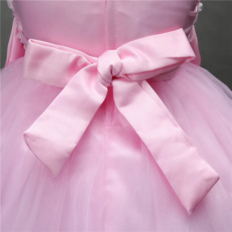 1-9Y Kids Princess Style Girls Dress Mesh Skirt Puffy Children Sleeveless Vest Wedding Party Ceremony Flower Girl Outfit Elegant