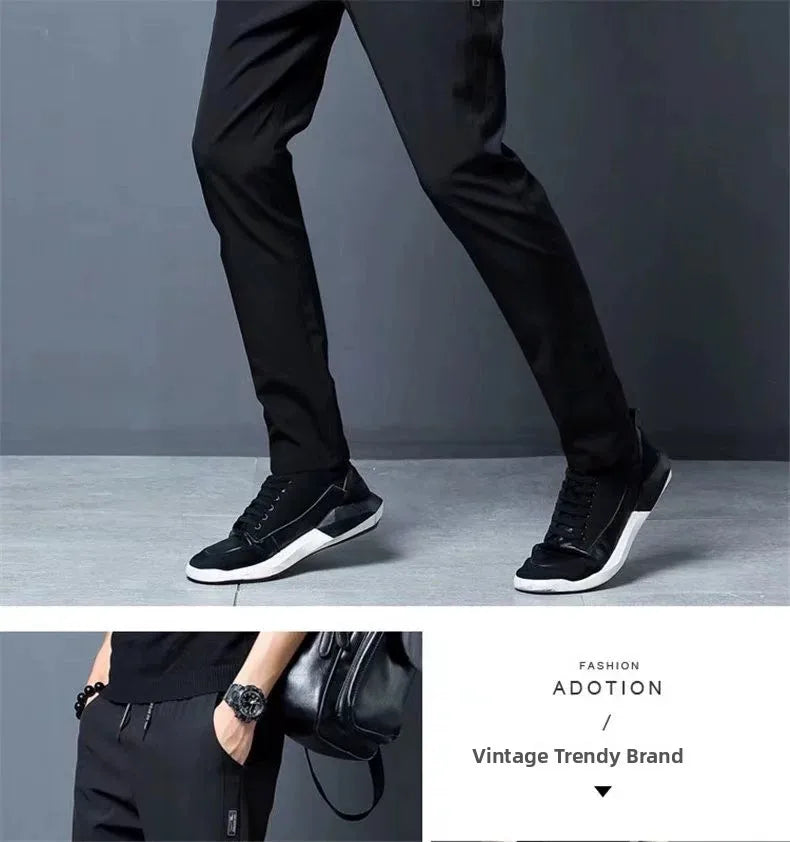 Ice Silk Thin Zipper Pocket Casual Pants Men's Summer Cool Feeling Quick Dry Breathable Straight Leg Long Pants Workwear
