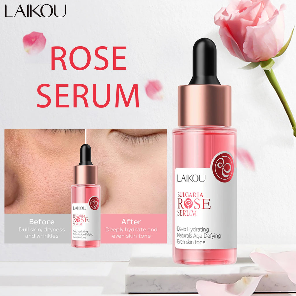 LAIKOU Bulgaria Rose Face Serum Facial Original Nourish Essense Brightening Rejuvenation Deep Moisturizing Serum Skin Care 30ml