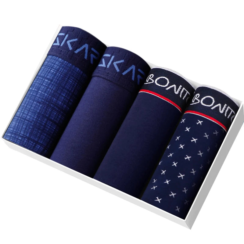 Men's Cotton Boxer Shorts 4-Pack – Soft Breathable Everyday Comfort Underwear