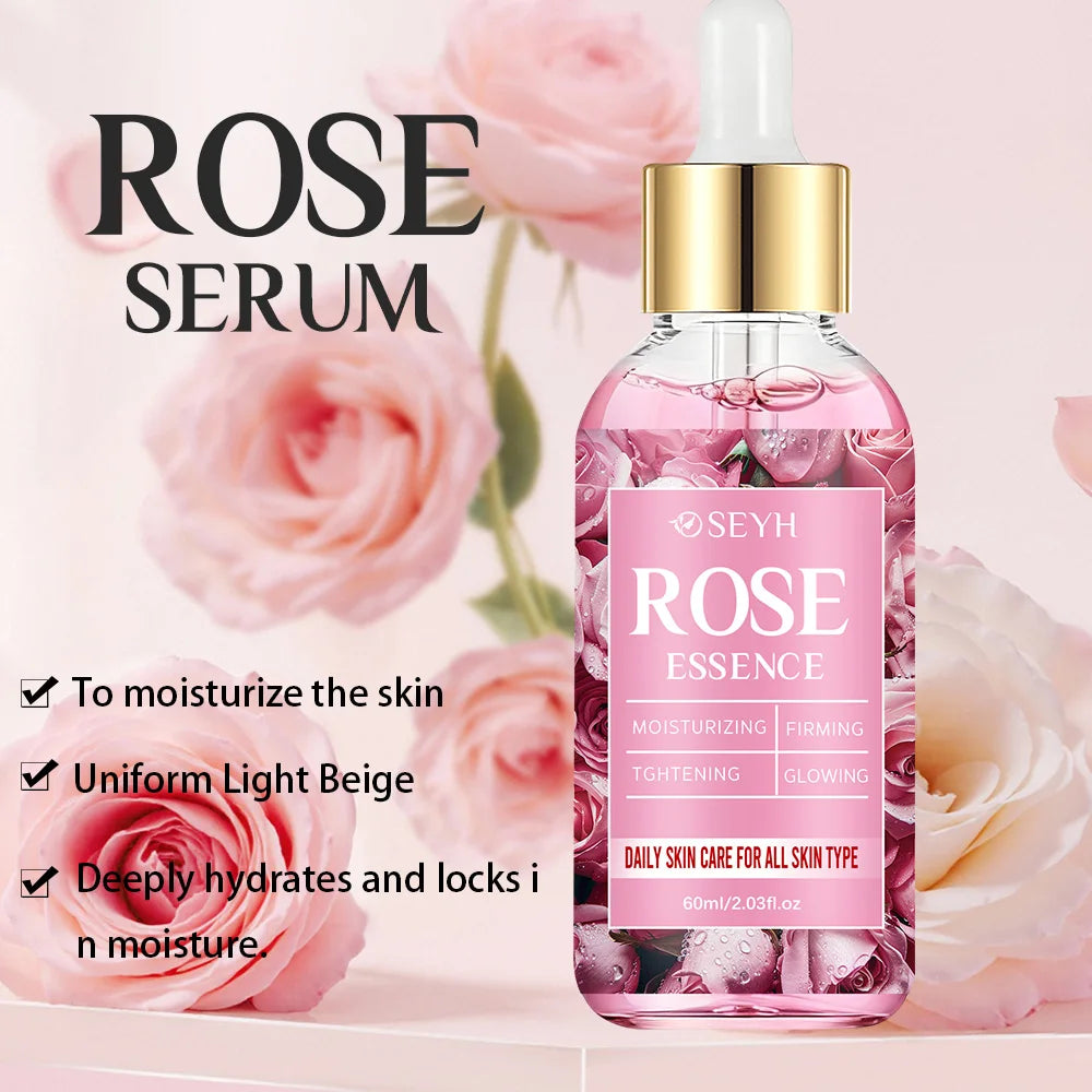 SEYH Rose Hydrating Essence 40ml/60ml - Day And Night Plant Extracts with Aloe Vera Rose Ceramides Retinol Peptides for Elastic