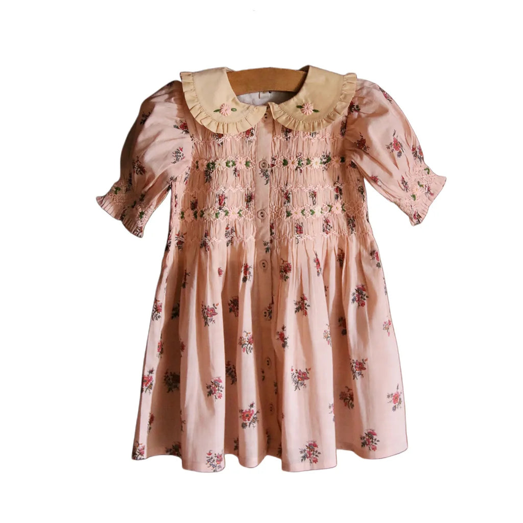 Children's Dress 2026 Summer New Product BD Girls Pastoral Embroidery Wrap Bubble Sleeve Shirt Skirt Princess Dress